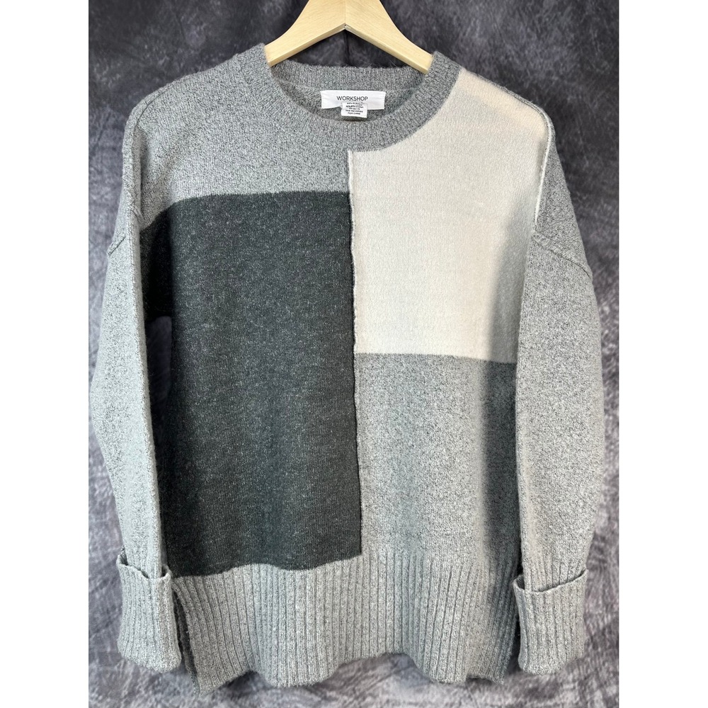 Workshop Republic Clothing Sweater Womens XS Grey Colorblock Slouchy Oversized